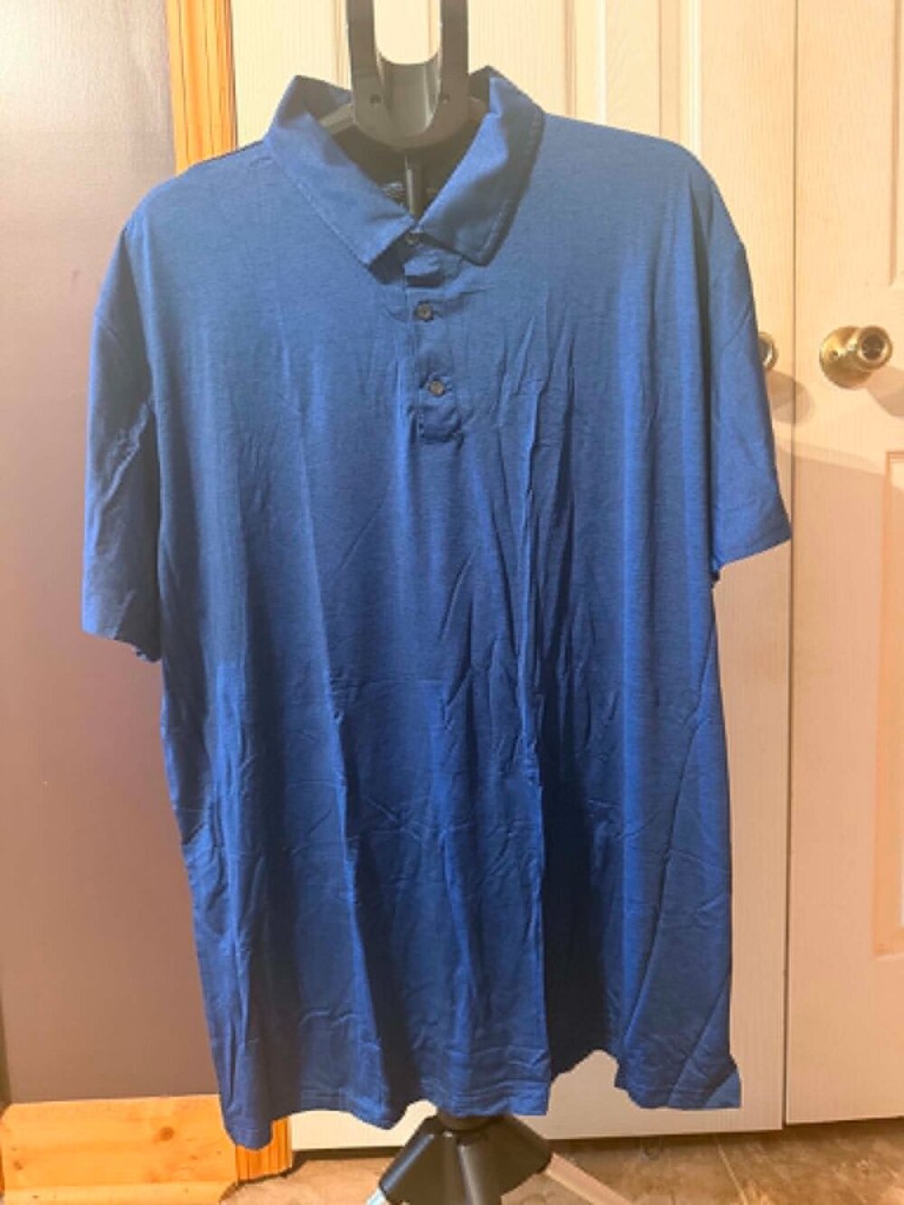 Men's Short Sleeve Polo Shirt Blue 3XL